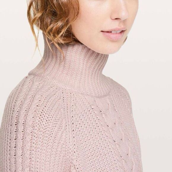 Lululemon Bring The Cozy Turtleneck Chunky Sweater Misty Pink Women 6 Cozy Thick - Picture 8 of 9